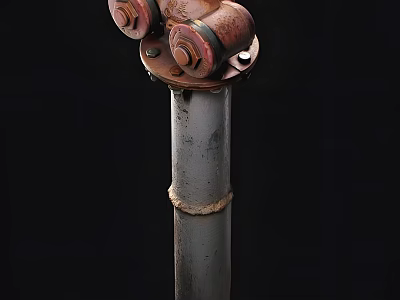 Red Metal Outdoor Fire Equipment With Multiple Connections And Durable Structure 3d model