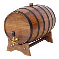 Classic Wooden Household Barrel With Metal Hoops And Durable Wooden Stand