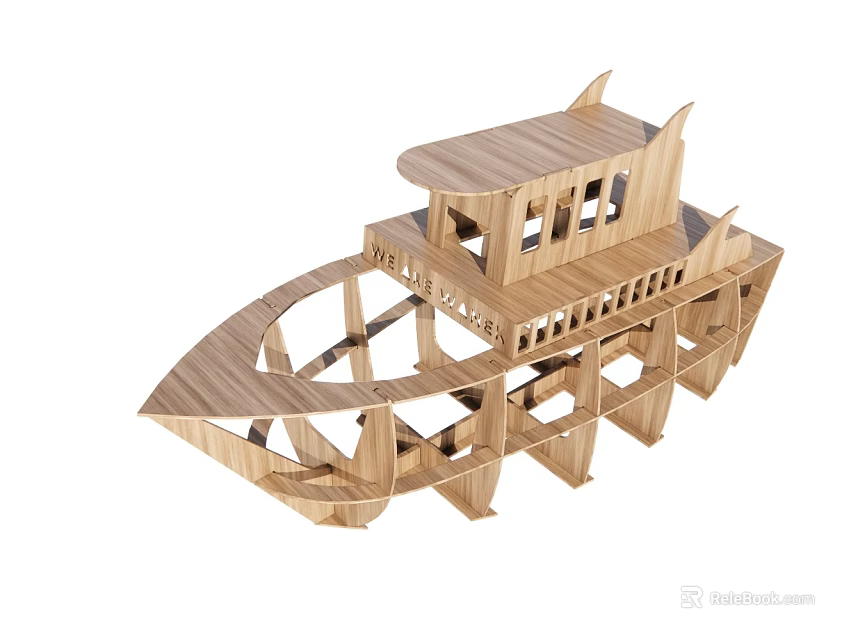 Handcrafted Wooden Ship Model With Intricate Multi Layered Structure And Deck 3d model