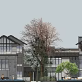Chinese-style double-slope villa 3d model