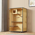 Modern Wooden Cat Furniture With Cat Face Openings Shelves And Stairs