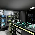 Modern Electronics Store Interior Featuring Headphones Display Counter And Large Screen Devices 3d model
