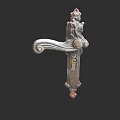 Vintage Metal Door Handle With Lion Head Carved Details And Classic Design