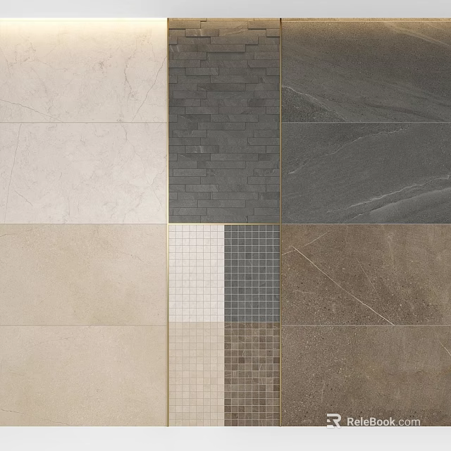 Different Colored Tile Components With Various Textures For Interior Decoration 3d model 