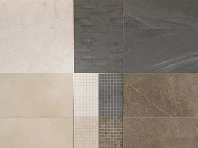 Different Colored Tile Components With Various Textures For Interior Decoration 3d model