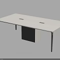 Modern Office Desk With White Rectangular Tabletop And Black Metal Support Legs 3d model