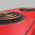 Red Double Burner Electric Stove With Copper Heating Coils For Kitchen Cooking