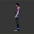 3D Character Model In Pink Purple Top Purple Shorts Dark Leggings And Blue Shoes