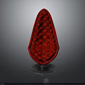 Red Teardrop Shaped Chair With Diamond Tufted Buttons And Transparent Base
