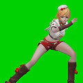 Game Movie Character With Orange Hair White Star Top Red Shorts Brown Boots Green Background