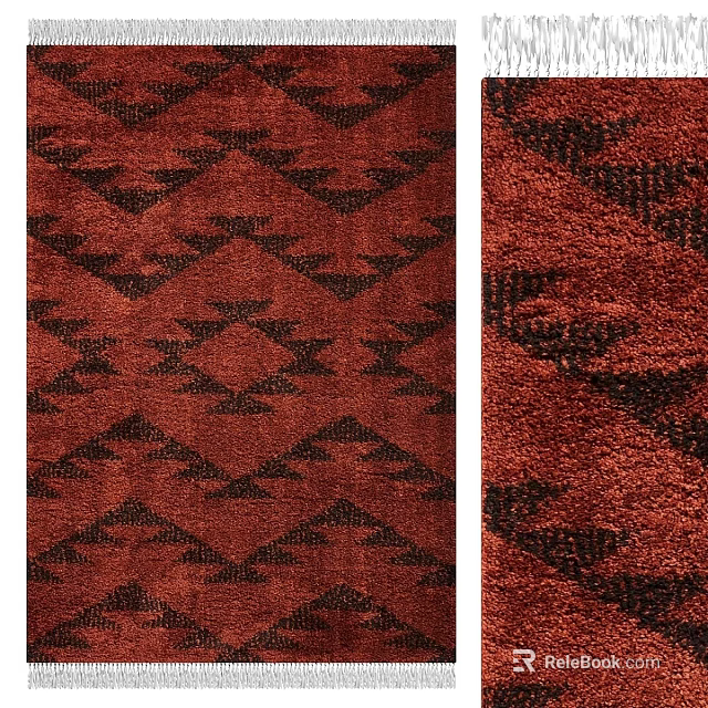 Traditional Red Geometric Pattern Rug With Soft Texture For Home Decor 3d model 
