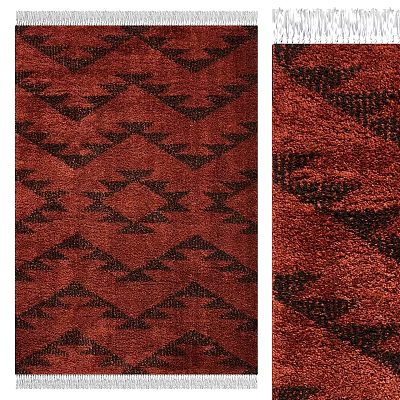 Traditional Red Geometric Pattern Rug With Soft Texture For Home Decor 3d model