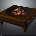 Square Wooden Base Household Warmer With Black Tray And Burning Charcoal