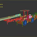 Red Engineering Vehicle With Long Mechanical Arm Cab And Large Tires 3d model