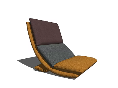 Modern Cozy Bean Bag Chair With Wooden Frame And Multicolored Cushions 3d model