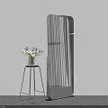 Modern Full Length Mirror in Minimalist Room With White Flowers and Metal Vase