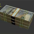 Decorative Ornament Set with Stacked 100 USD Dollar Bills Bundled in Yellow Straps