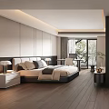 Modern Minimalist Hotel Guest Room With Large Bed Sofa And Floor To Ceiling Windows