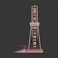 Pink and Orange Ferris Wheel Model With Small Pavilion And Decorative Base 3d model
