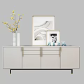 Modern Elegant TV Stand Designs With Vase Picture Frame And Decorative Elements 3d model