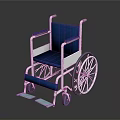 Industrial Equipment Wheelchair with Blue Seat Silver Metal Frame Large Wheels and Footrests
