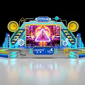 Vibrant Tech Style Stage Design With Neon Lights Gears And Geometry 3d model