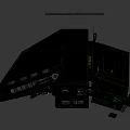 Military Computer Console With Multiple Displays Control Panels Buttons And Foot Pedals 3d model