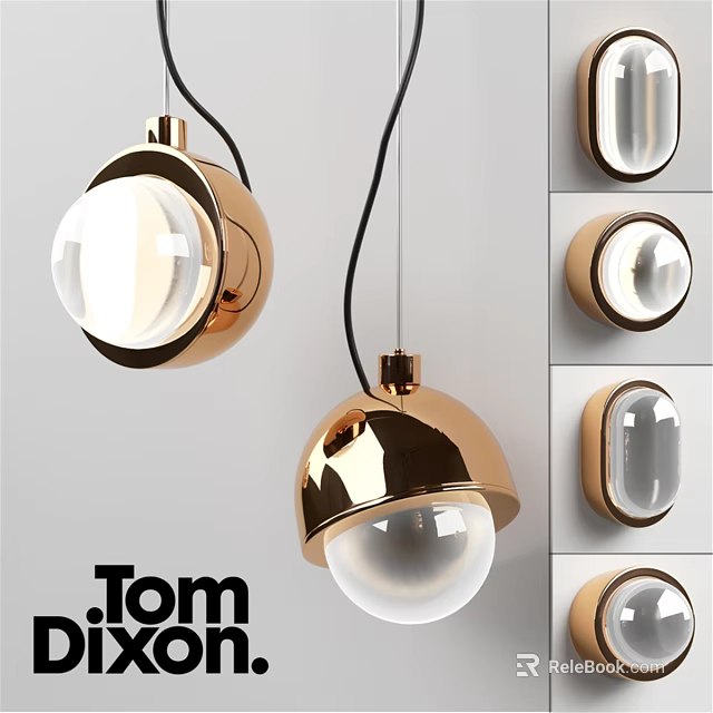 Modern Pendant Light Design With Gold Metal Frame And Transparent Glass Globe 3d model 