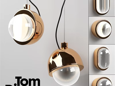 Modern Pendant Light Design With Gold Metal Frame And Transparent Glass Globe 3d model