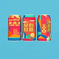 Colorful Beverage Cans With Vibrant Patterns And Assorted Bright Designs 3d model