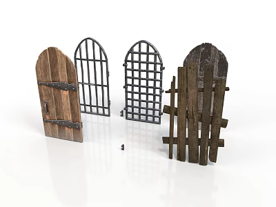 Various Decorative Gates And Fences In Wooden And Metal Styles 3d model
