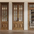 Classic Wooden Hinged Doors With Decorative Glass Panels And Elegant Interior Frames