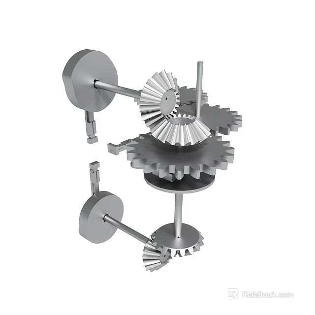 Mechanical Gear System Featuring Interlocking Metal Components And Rotating Shafts 3d model