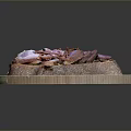 Fresh Animal Meat Slices on Bread Over Round Wooden Chopping Board