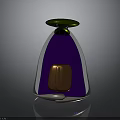 Modern Decorative Object With Purple Silver Body Green Top And Orange Center Piece