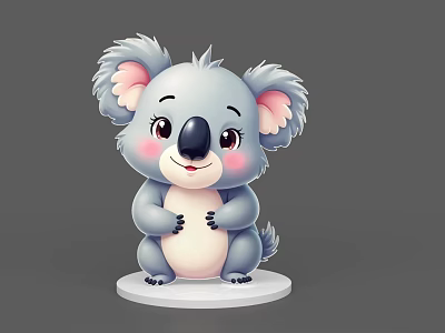 Cute Reptile Cartoon 3D Model With Big Eyes And Smiling Face On White Base 3d model