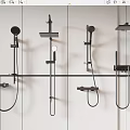 Modern Black Wall Mounted Shower Systems Including Overhead And Handheld Designs 3d model
