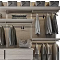 Modern Wooden Wardrobe With Hanging Clothes Multiple Shelves Drawers And Storage Boxes 3d model