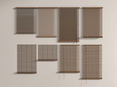 Various Modern Window Blinds With Different Styles And Textures For Home Decoration 3d model