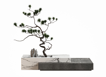 New Chinese Landscape Sketch Ornaments Artificial Landscape Pine Stone Landscape 3d model