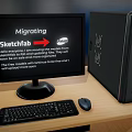 Modern Desktop Computer Setup With Monitor Tower Keyboard Mouse On Wooden Desk