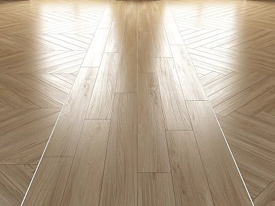 Herringbone Pattern Wooden Flooring With Natural Wood Grain And Shiny Finish 3d model