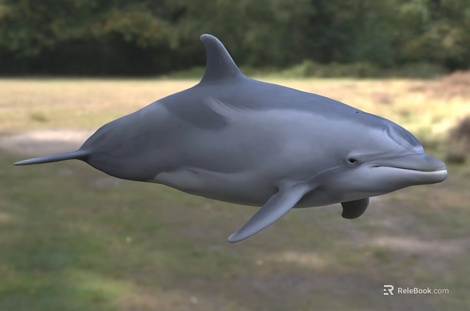 Gray Aquatic Dolphin With Sleek Body Swimming In Natural Marine Environment 3d model 