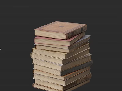 Vintage Stack of Books With Different Colored Covers And Various Thicknesses 3d model