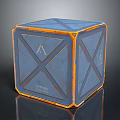 Blue Cube Storage Box with Orange Edges and Cross Pattern Design for Home Living