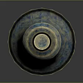 Bell Shaped Decorative Furniture Accent With Blue Gold Patterns And Shiny Base