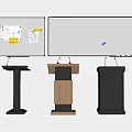 Stylish Podium Designs With Wooden Black Metal Stands And Whiteboard With Notes