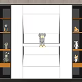 Modern Minimalist Background Wall With Illuminated Display Shelves And Decorative Figurines