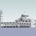 Ancient Historic Architecture With Dome Tower Arcaded Porch And Windows