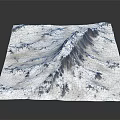Snow Covered Mountain Terrain With Rugged Peaks and Sloped Ridges